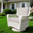 thumbnail image 2 of Rocking Chair Outdoor Patio Chair 360 Swivel Glider Rocker All-Weather Wicker Patio Furniture with Cushion,Off-White, 2 of 8