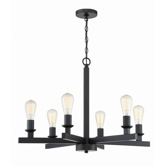 53126-FB Craftmade Lighting Chicago - Six Light Chandelier in Transitional Style - 30 inches wide by 21.75 inches high-Flat Black Finish