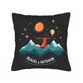 thumbnail image 4 of Set of 2 Throw Pillow Covers 18x18in - Vibrant Night Sky Design with Stars Orange Sun & Hot Air Balloon - Perfect for Couch Bed Car Decor, 4 of 8