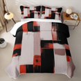 thumbnail image 2 of Castle Fairy Retro Geometric Block Quilt King 3 Pieces,Abstract Vertical Streak King Coverlet Set,Black Red Offwhite,1 Bedspread and 2 Pillowcases, 2 of 7