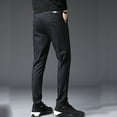 thumbnail image 3 of SWSMCLT Men's Business Winter Casual Slim Fit Stretch Casual Pants Ankle Pants Soft Drawstring Trousers Black1 38, 3 of 4