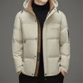 thumbnail image 3 of Chaqueta corta de invierno para hombre con capucha y relleno de plumón de pato de lujo extraíble, chaqueta acolchada de marca de invierno para hombre, abrigo para el frío, 3 of 5
