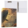 thumbnail image 3 of Whale Boat Waves Clouds 3 Ring Binders 1.5 inch Hardcover File Folders with Interior Pockets A4 Size Organizer for School Office Hospital, 3 of 8