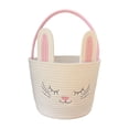 thumbnail image 2 of Cesta de conejito de Pascua con asa, adorable bolsa de golosinas vacía, organizador de almacenamiento Rosa y blanco, 2 of 9