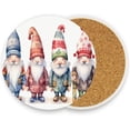 thumbnail image 2 of Cute Gnomes Coaster, Drinks Round Absorbent Stone Set with Ceramic Stone and Cork Base, Tabletop Protection Mats and Cups Place for 4PCS Home Decor, 2 of 6