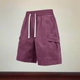 thumbnail image 2 of Hurxie Mens Casual Sweat Cargo Shorts Drawstring Elastic Waist Short Athletic Workout Gym Jogger Shorts with Pockets Purple,L, 2 of 5