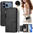 thumbnail image 1 of Case for iPhone 17 Pro Max Zipper Handbag Wallet Leather Cover with Crossbody Detachable Lanyard Strap, 1 of 6