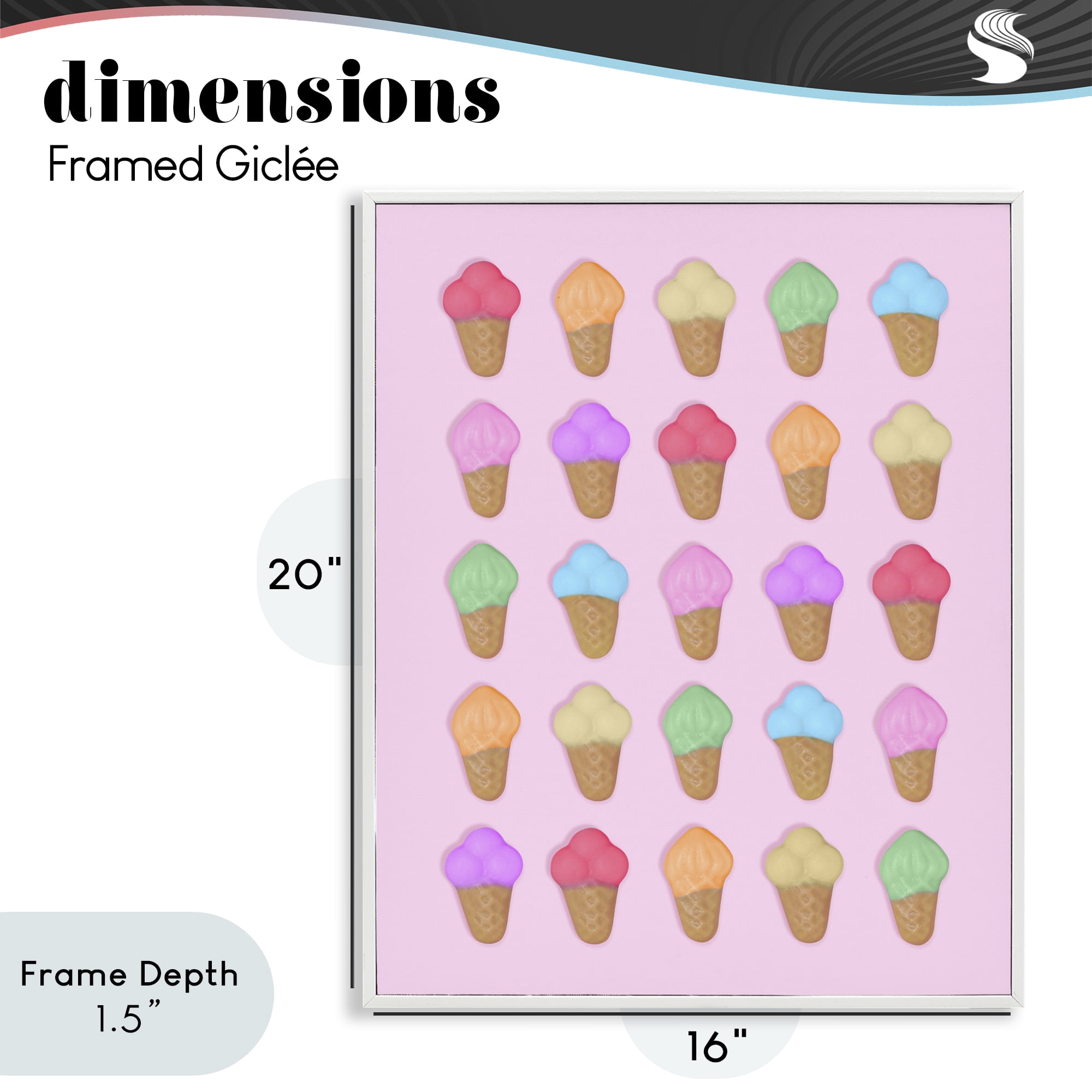 Stupell Industries Ice Cream Shaped Candies White Framed Giclee Art, design by LISH Creative