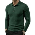 thumbnail image 2 of Trgacdwlo Knit Mens Polo Shirts V Neck Button Mens Long Sleeve Tee Shirts Ribbed Stretchy Business Casual Mens Golf Polo Shirts Green XXL, 2 of 8