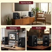 Pyle Powered Bookshelf Speaker System – 80W Bluetooth Active Stereo Speakers with ARC, Optical & Coax Inputs, Subwoofer Out, Bass Reflex Wood Cabinet for Home Theater & Studio (Pair)