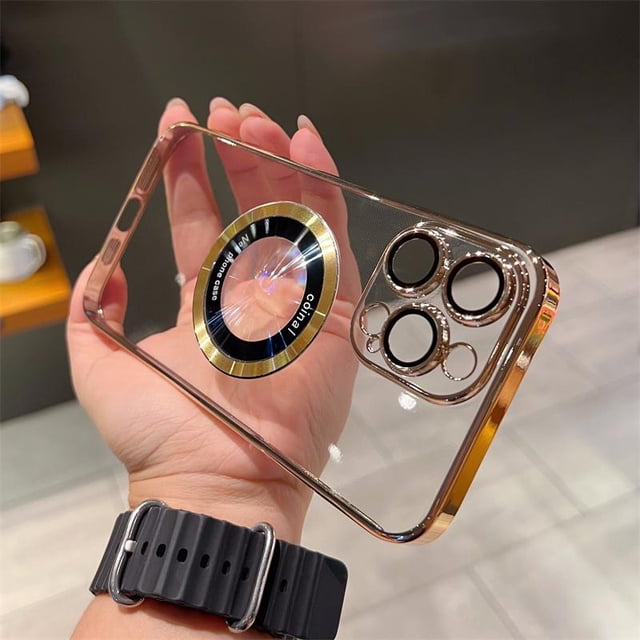 Funda transparente con logotipo para iPhone, cubierta magnética de carga inalámbrica para iPhone 14 Plus, 13, 12 Pro Max, 11, XR, XS, 7, 8, SE, Magsafe Fivean unisex
