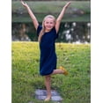 thumbnail image 6 of Oudiya Girls Dresses for Summer Flutter Sleeve Pleated Front A Line Boho Beach Tween Navy Blue Casual Party Dresses, 6-14Y, 6 of 7
