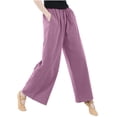 thumbnail image 5 of Inleife Womens Pants Fashion Casual Solid Color Elastic Loose Pants Women's Summer Straight Wide Leg Trousers Pants, 5 of 6