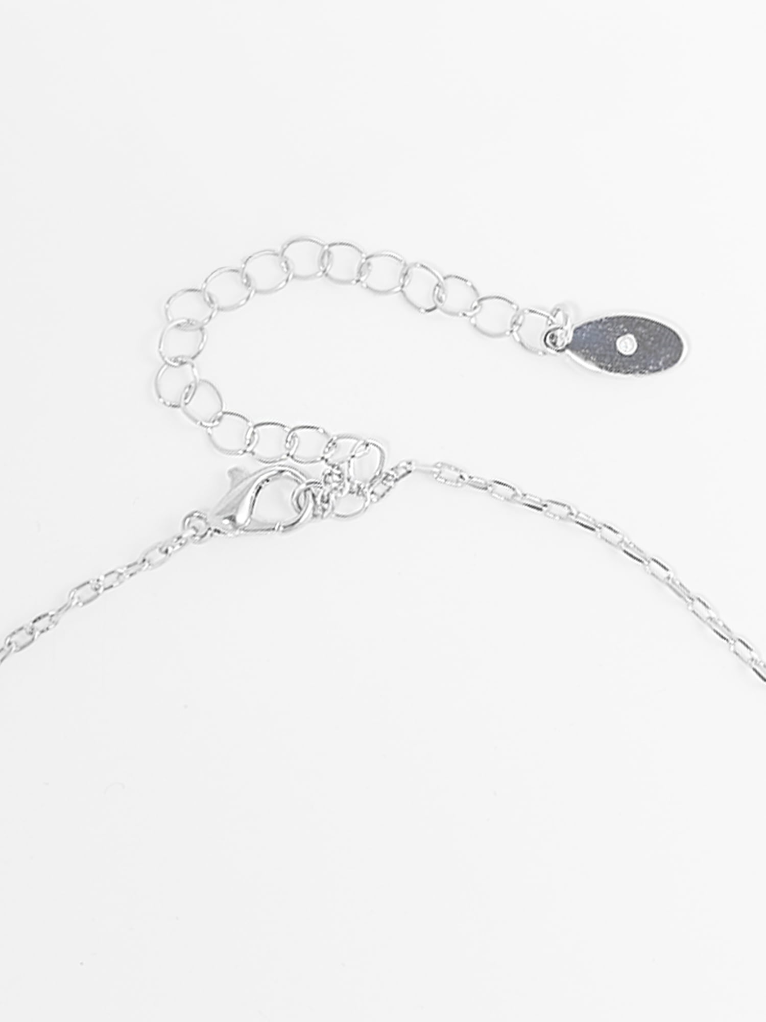 Scenario Women's Rhodium‑Tone Lariat Necklace with Sculptural Bars