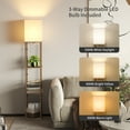 thumbnail image 4 of AOHAO 64” Modern Standing Floor Lamp with Shelves Walnut Shade, 4 of 6