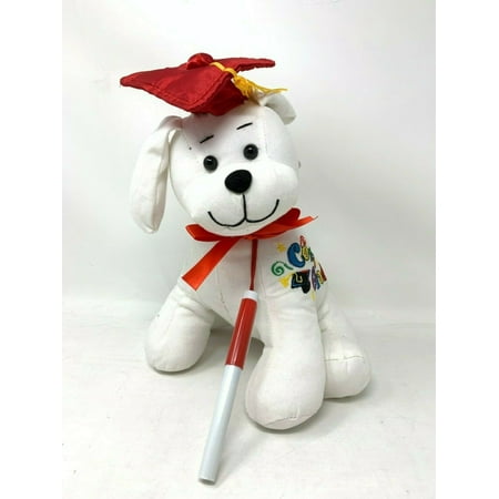 Graduation Autograph Stuffed Dog With Pen, Red Hat - Congrats Grad! 10.5