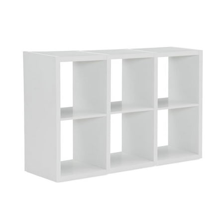 Riverbay Furniture Six Cubby Wood Storage Cabinet in White