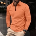 thumbnail image 2 of Fall Savings 2024! TAGOLD Men Fall Winter Sweater Tops Clearance,Men's Casual Solid Color Long Sleeved Zipper Striped Lapel Shirt Long Sleeve Turndown Collar Blouse, 2 of 5