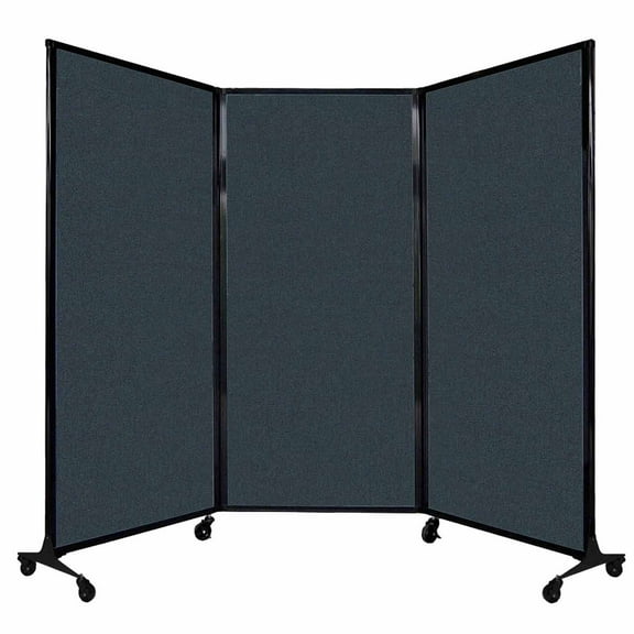 Versare QuickWall Folding Portable Partition Black Frame | 3 Panels | 8'4" x 5'10" Blue Spruce Fabric