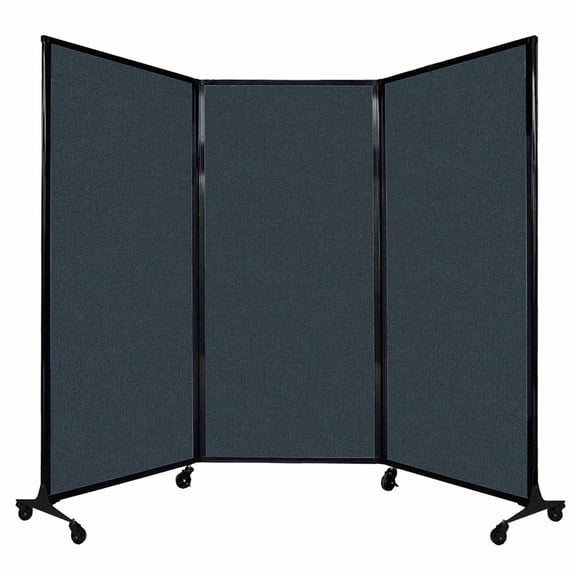 Versare QuickWall Folding Portable Partition Black Frame | 3 Panels | 8'4" x 5'10" Blue Spruce Fabric