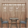 thumbnail image 3 of Outsunny 3 PCS Rattan Wicker Bar Set with Wood Grain Top Table and 2 Bar Stools for Outdoor, Patio, Poolside, Garden, gray, 3 of 9