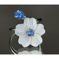 thumbnail image 2 of 10k White Gold Plated Blue Sapphire Ring – Flower Shape Women’s Fashion Jewelry Gift for Her, 2 of 5