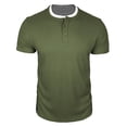 thumbnail image 5 of CHENHANN Shirt for Men Short Sleeve Waffle Button Down Crew Neck Henley Shirts Lightweight Green T Shirts with Button Mens Clothing, 5 of 7