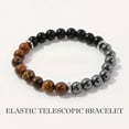 thumbnail image 4 of Energy Mens Beaded Bracelets,Triple Protection Bracelet for Men,Made of Three Kinds of 8mm Beads (Black Obsidian Hematite Tiger Eye Beaded), Personalized Gifts for Men, 4 of 5