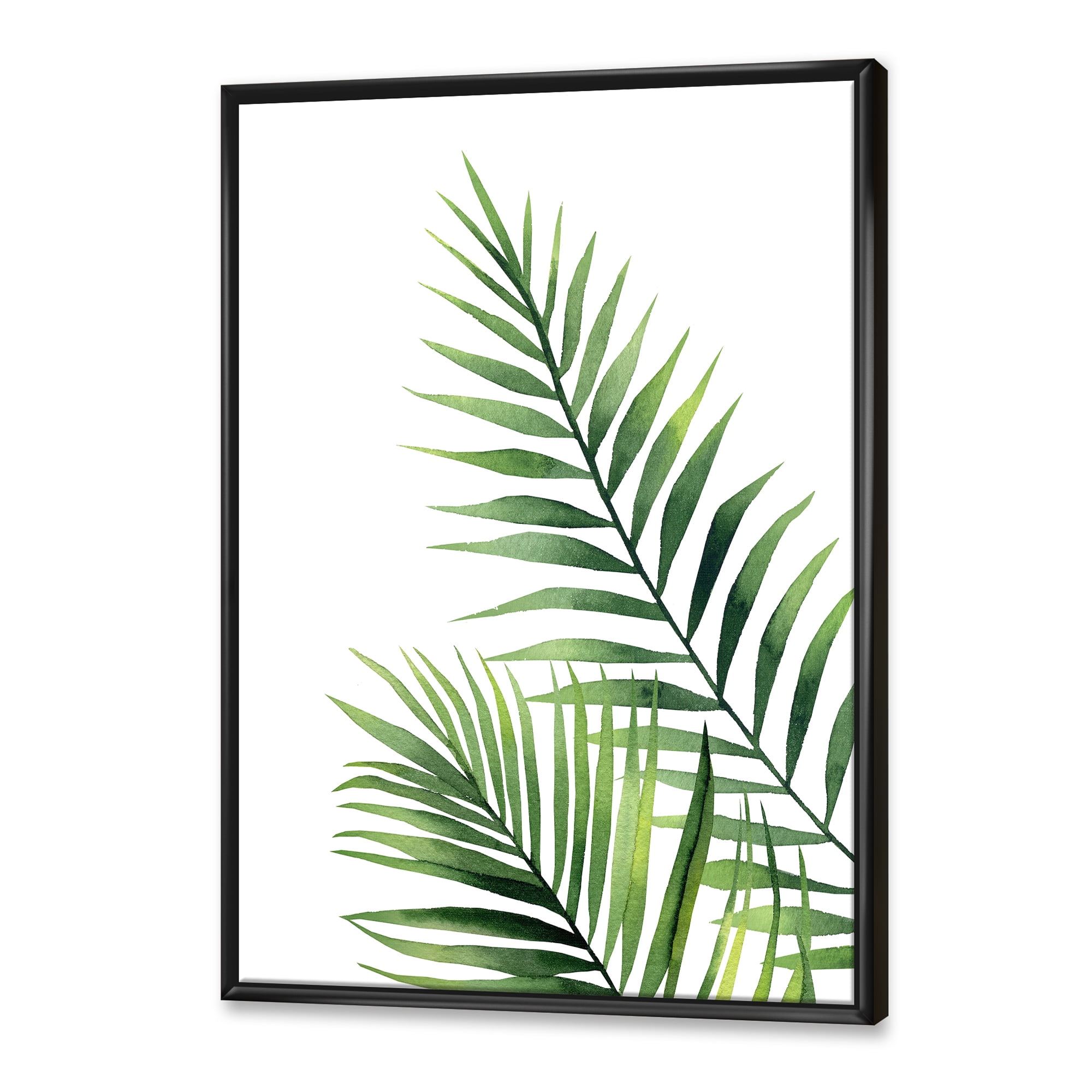 Designart 'Fern Plant Leaves Detail III' Farmhouse Framed Canvas Wall Art Print