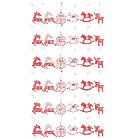 

36Pcs Delicate Xmas Tree Hanging Decorations Xmas Tree Pendants Wooden Adorns