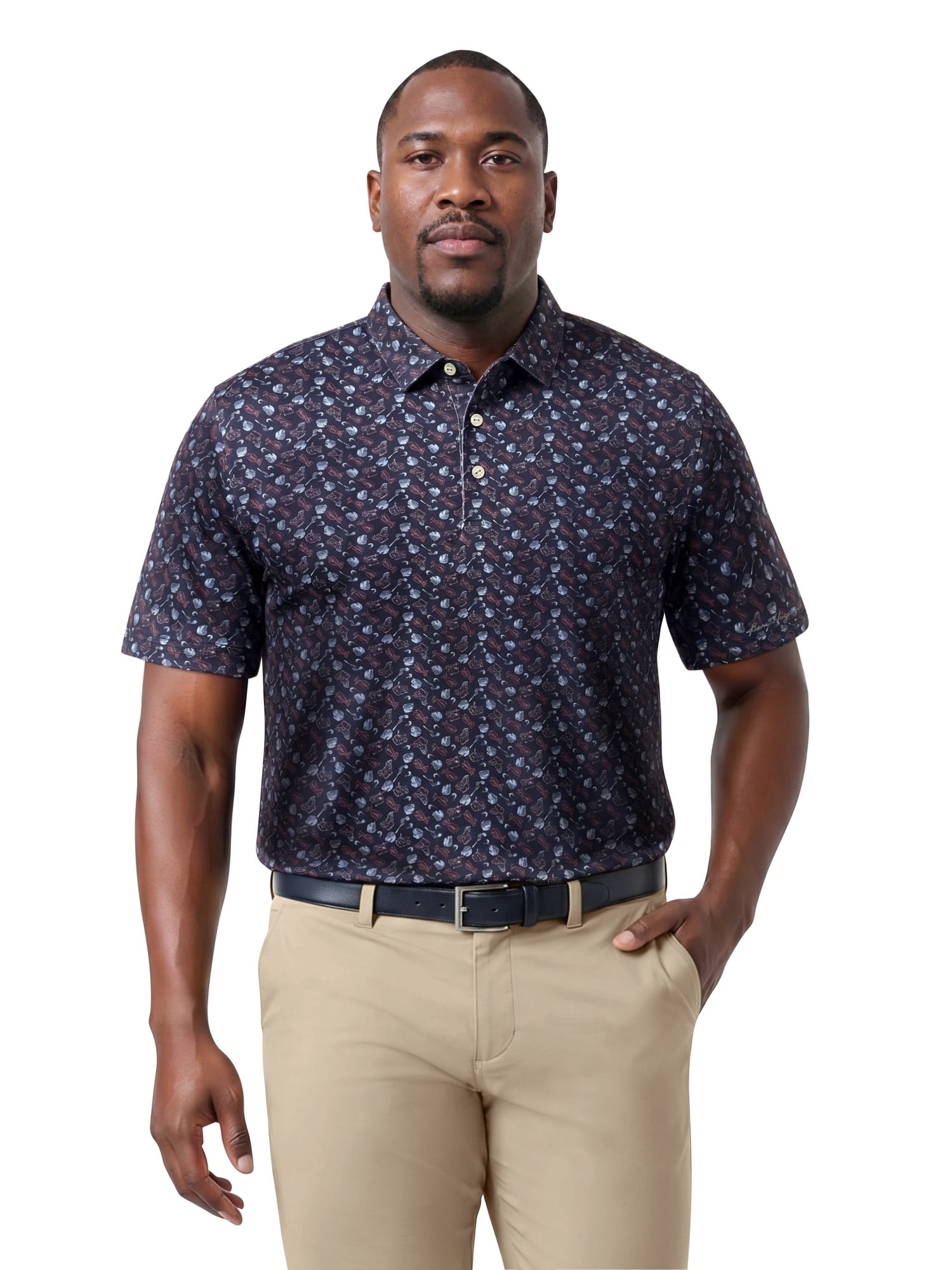 Ben Hogan Performance Men’s & Big Men's All-Over Tossed Print Short Sleeve Golf Polo Shirt, Sizes S-4XLT