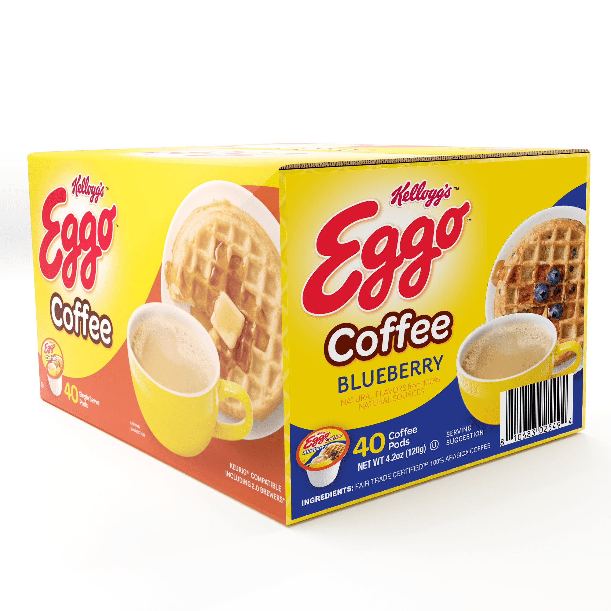 Eggo Beverages Blueberry Waffle Flavored Coffee Pods for Keurig K Cup Brewers, Fair Trade Certified, 40 Count – Fruity and Flavorful Breakfast