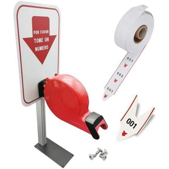 Take-A-Number System Ticket Dispenser with Counter Stand and 1 Roll 3 Digit Queue Ticket 2000 Tickets for Queue Call System (K-T-3-ES)