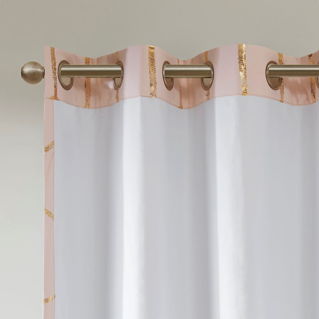 MAYEERTY 1 Pc Panel Total Blackout Metallic Print Grommet Top Curtain Panel
