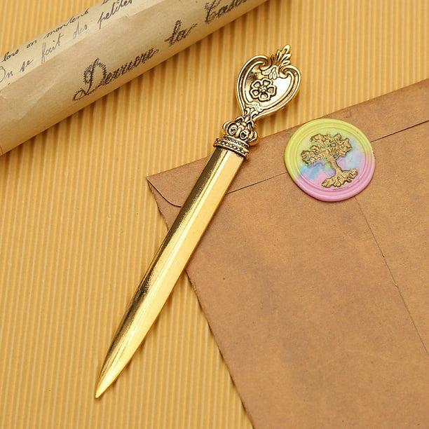 Cuchillo de apertura de cartas de metal retro cuchillo de apertura de cartas de aleación de zinc cuchillo de documentos de mensajería