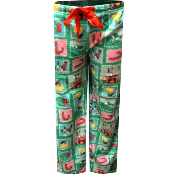 MJC Womens Peanuts Snoopy Christmas Stamps Silky Fleece Lounge Pant