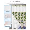 thumbnail image 2 of No Hook Cloth Fabric Shower Curtain with Snap in Liner, Spring Flowers Waterproof Shower Curtains Set with See Through Top Window, Summer Vintage Botanical Butterfly Bath Curtains Shower 48"x72", 2 of 6