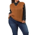 thumbnail image 1 of Suéteres de talgrande pamujer Chaleco con cuello en V Cable Estilo de muy buen gusto Jersey sin mangas Suéter Chalecos marrón 1X, 1 of 6