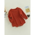thumbnail image 3 of TSEXIEFOOFU Baby Knit Romper Long Sleeve Crew Neck Solid Fall Winter Bodysuit for Girls Boys, 3 of 8