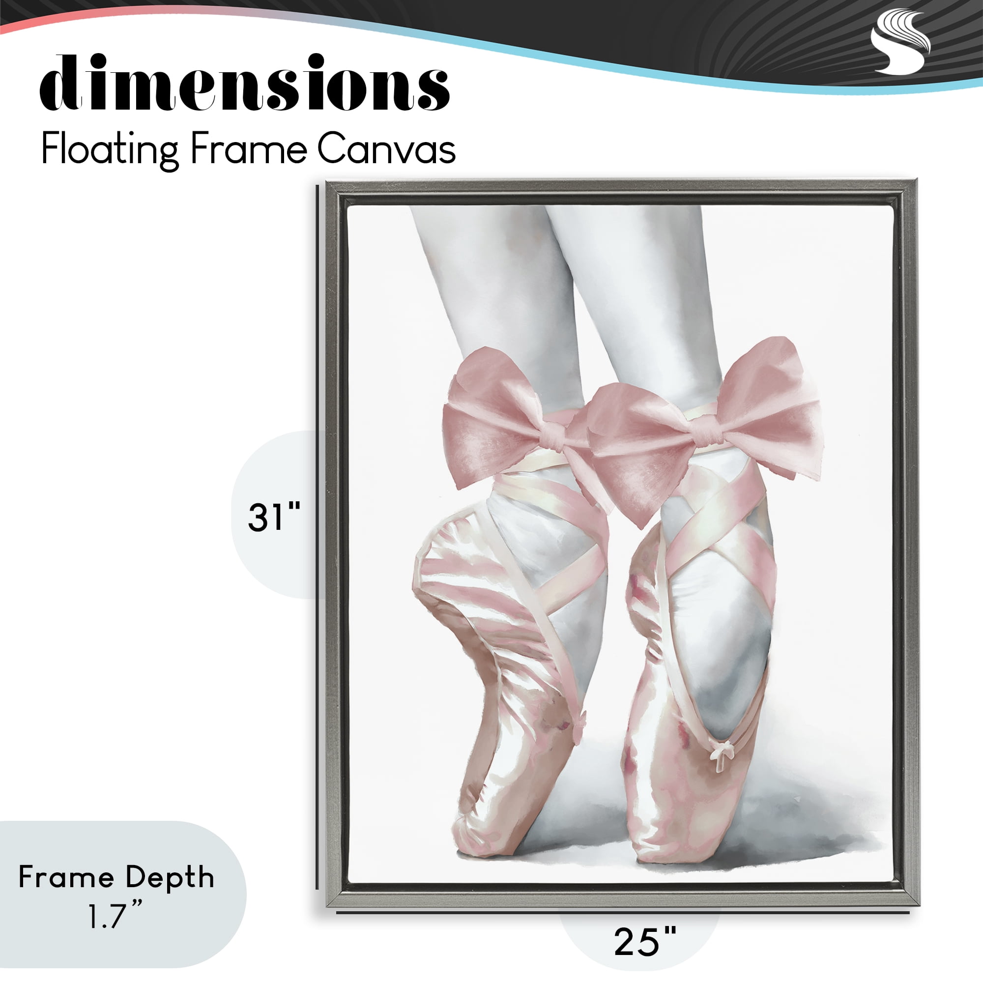 Stupell Industries Ballet Pointe Shoes Gray Framed Floater Canvas Wall Art, design by Elizabeth Medley