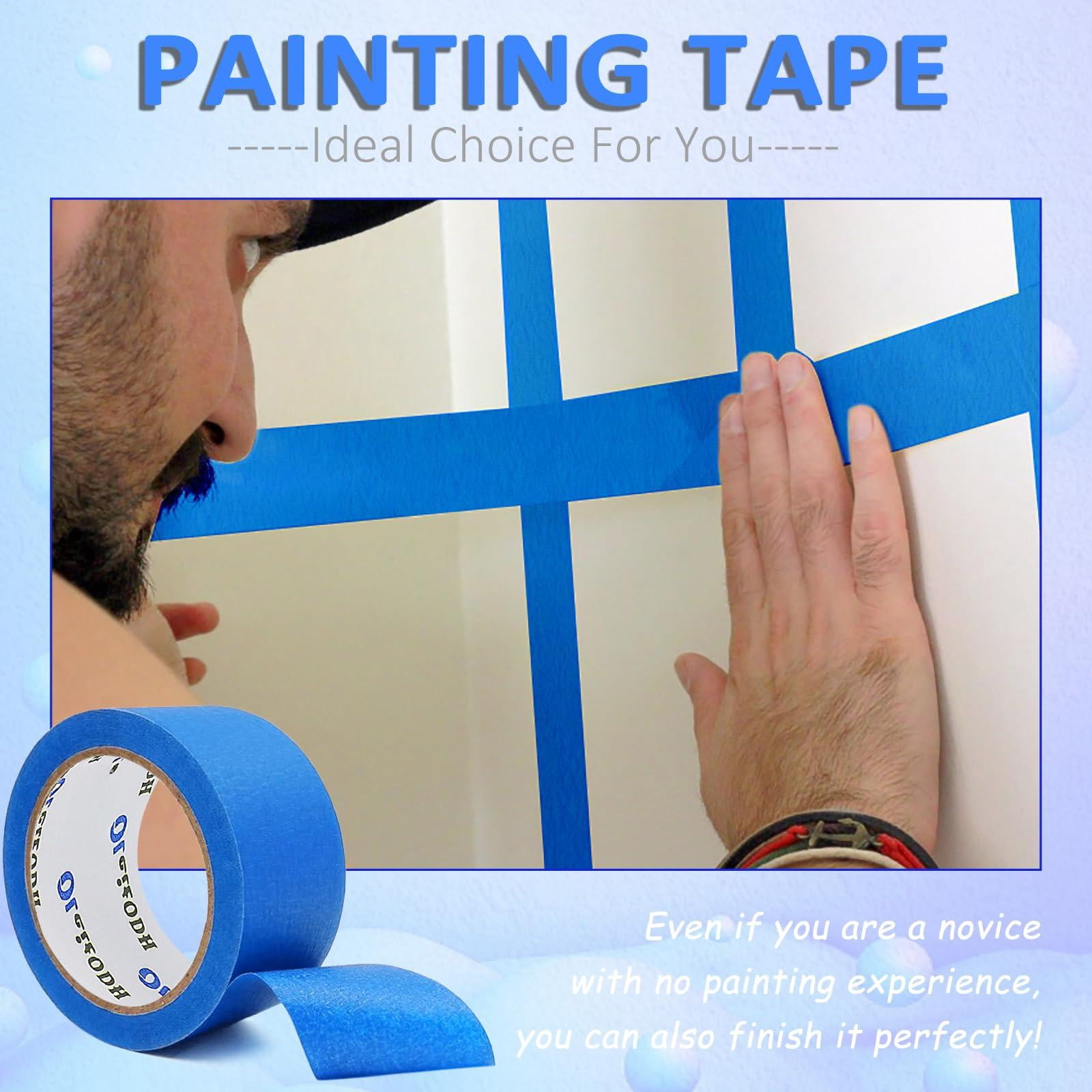 12 Rolls Blue Painters Tape Bulk 2 Inch X 660 Yards  Masking No Wall Painting Artist Trim Edge Finishing For Decoration Diy Supplies