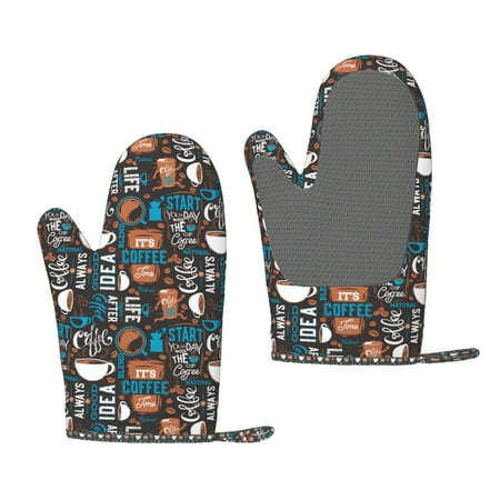 

Lafuoo Coffee Lover Print Pattern Silicone Anti-Scalding Gloves Hanging Rope Gloves are Suitable for Kitchen Utensils for Kitchen Baking Cooking Outdoor Barbecue