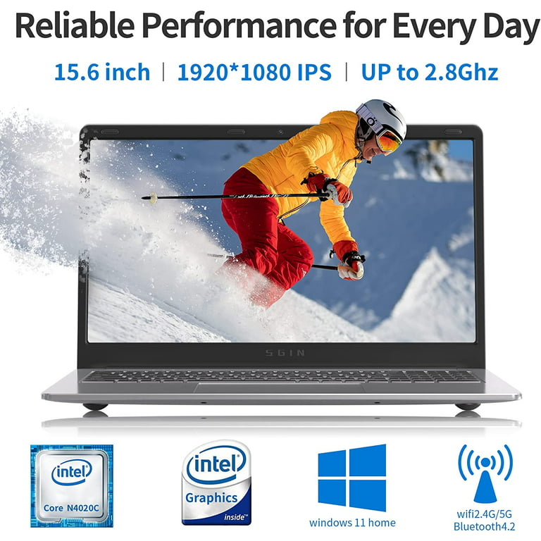 SGIN Laptop, 17 Inch 8GB RAM 256GB SSD Laptops Computer with Intel Celeron  Quad Core Processor, IPS FHD Display, Webcam, Dual Wi-Fi, Buletooth 4.2