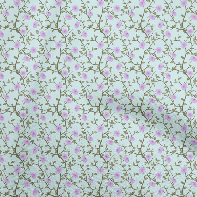 oneOone Silk Tabby Light Mint Green Fabric Floral Craft Projects Decor Fabric Printed By The Yard 42 Inch Wide