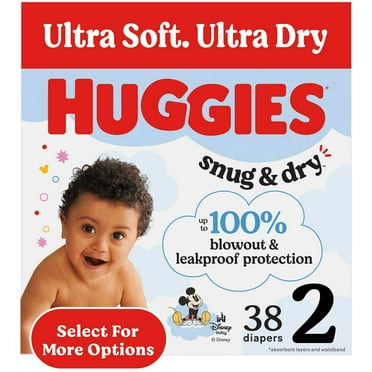 Huggies Snug & Dry Baby Diapers, Size 2 (12-18 lbs), 38 Count (Select for More)
