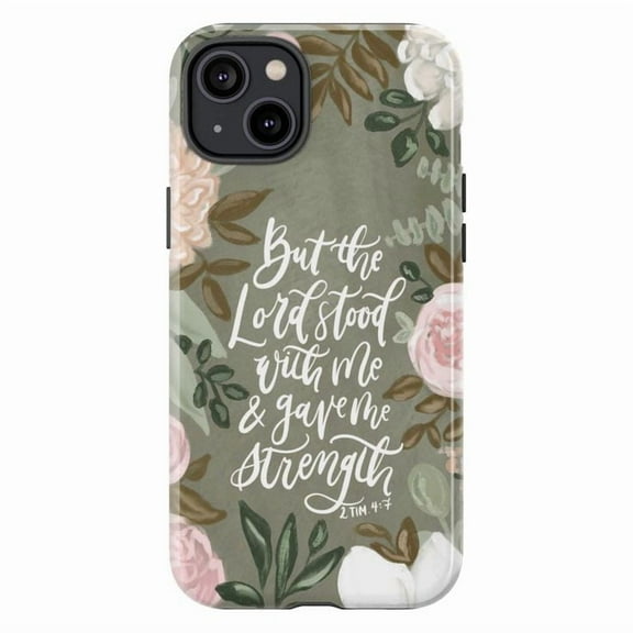 Floral Bible Verse Phone Case | "But the Lord Stood with Me" | Inspirational Christian Gift | Phone Cover for iPhone 16 15 14 13 12 11 Pro Max