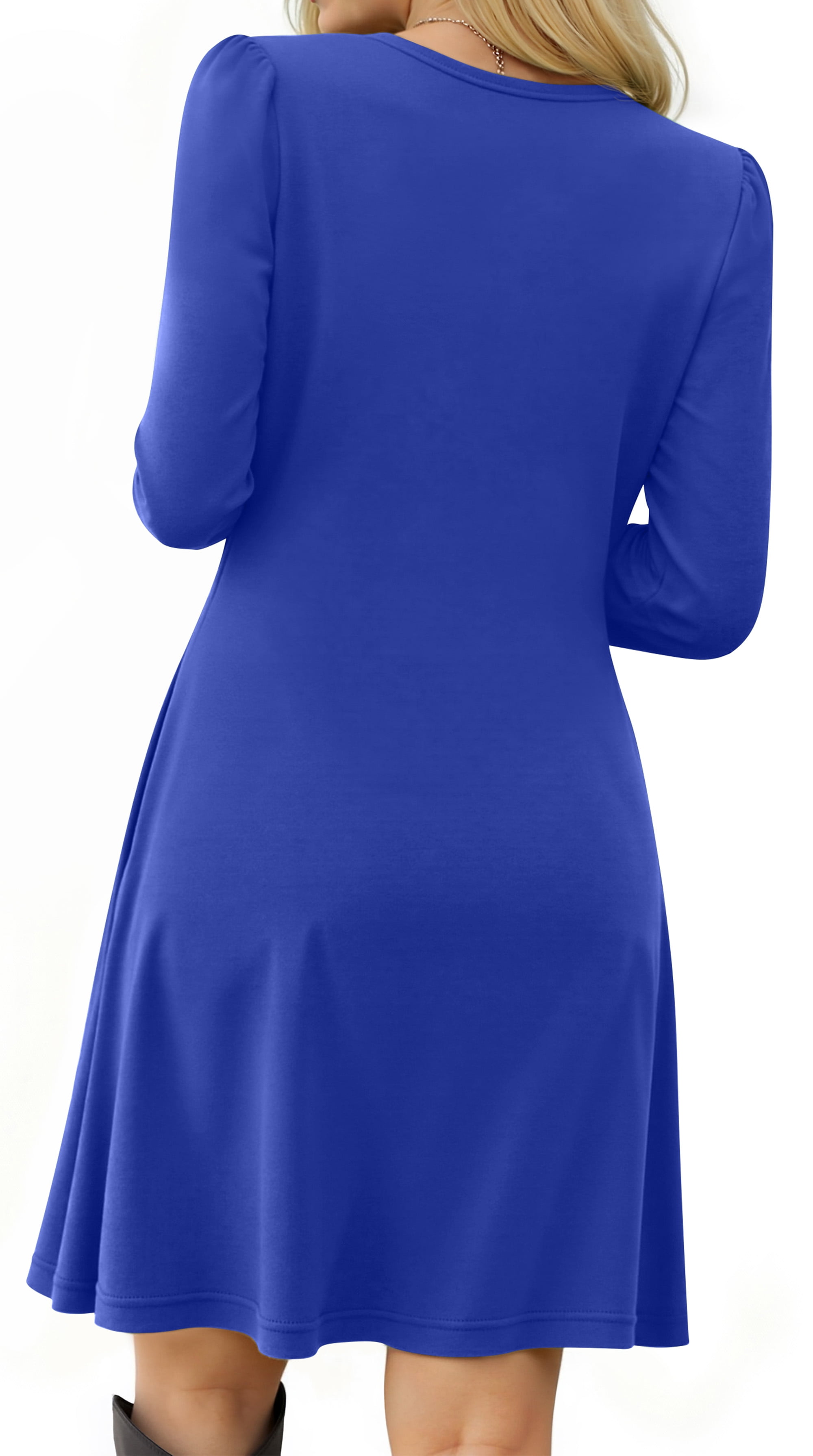 Fantaslook Pleated Long Sleeve Dresses for Women Fashion Fall Dresses Casual Dress with Pockets