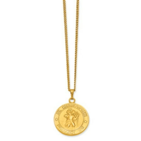 Gold-plated St. Christopher Medal Necklace - 42mm - With 24 Inch Chain