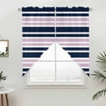 thumbnail image 2 of Swag Valance Curtains for Windows, Navy Blue Pink Striped Light Filtering Kitchen Curtains with Rod Pocket, Gradient Horizontal Lines Window Treatment Valances for Living Room, 36x36 - 2 PCS, 2 of 9