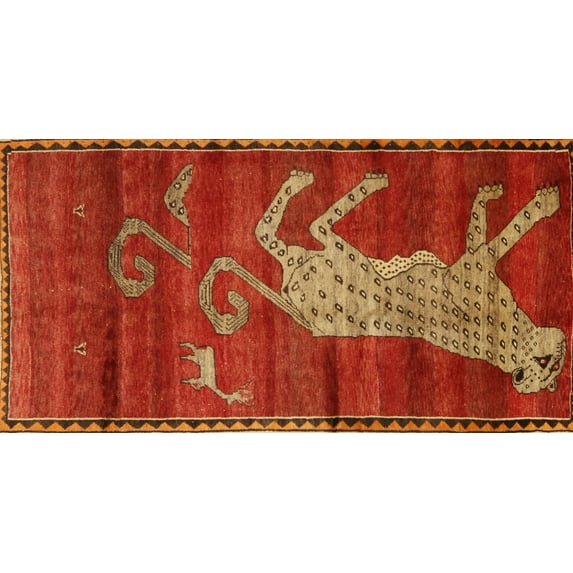 Ahgly Company Indoor Rectangle Traditional Red Animal Area Rugs, 4' x 6'